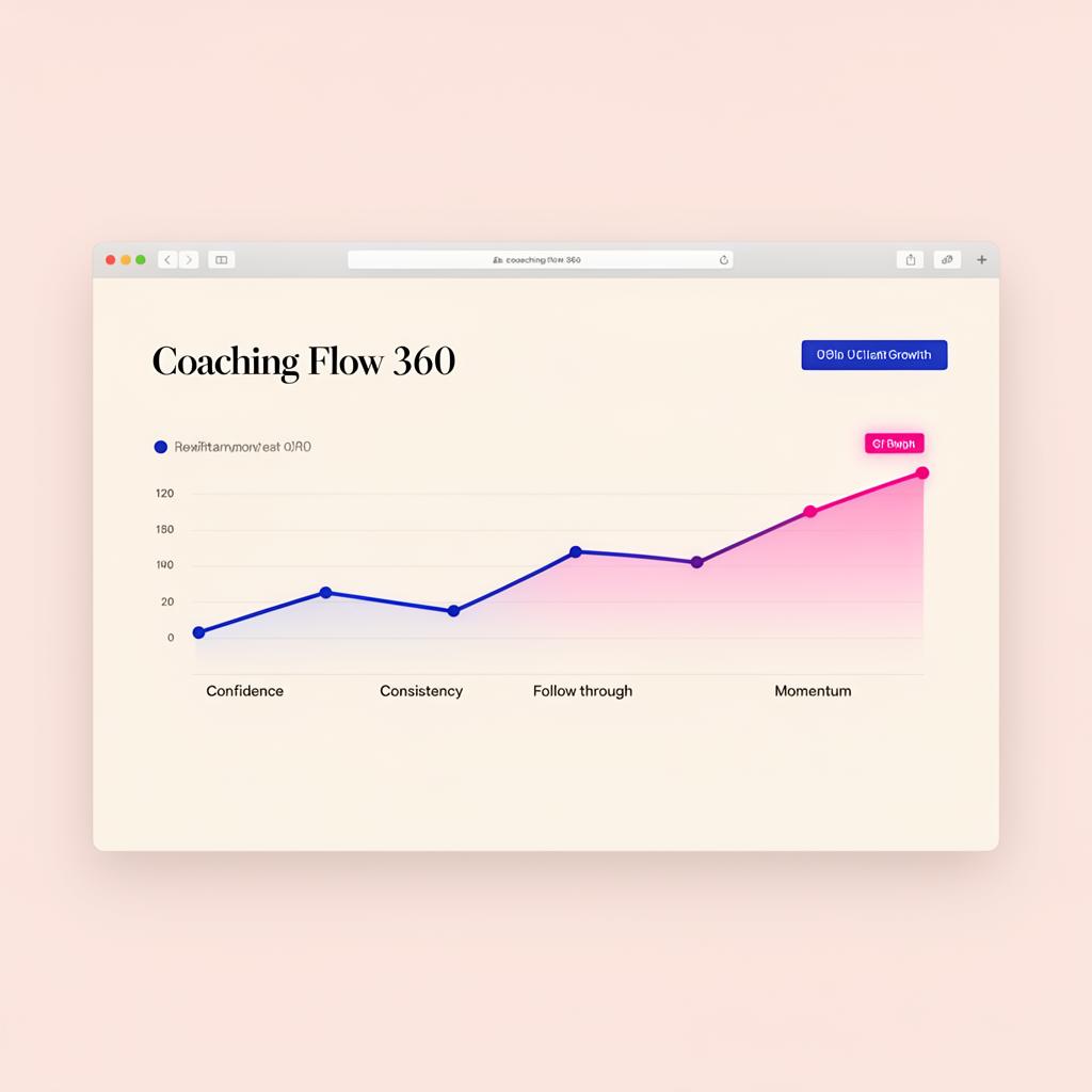 Client growth dashboard showing confidence, consistency, follow-through, and momentum trending upward